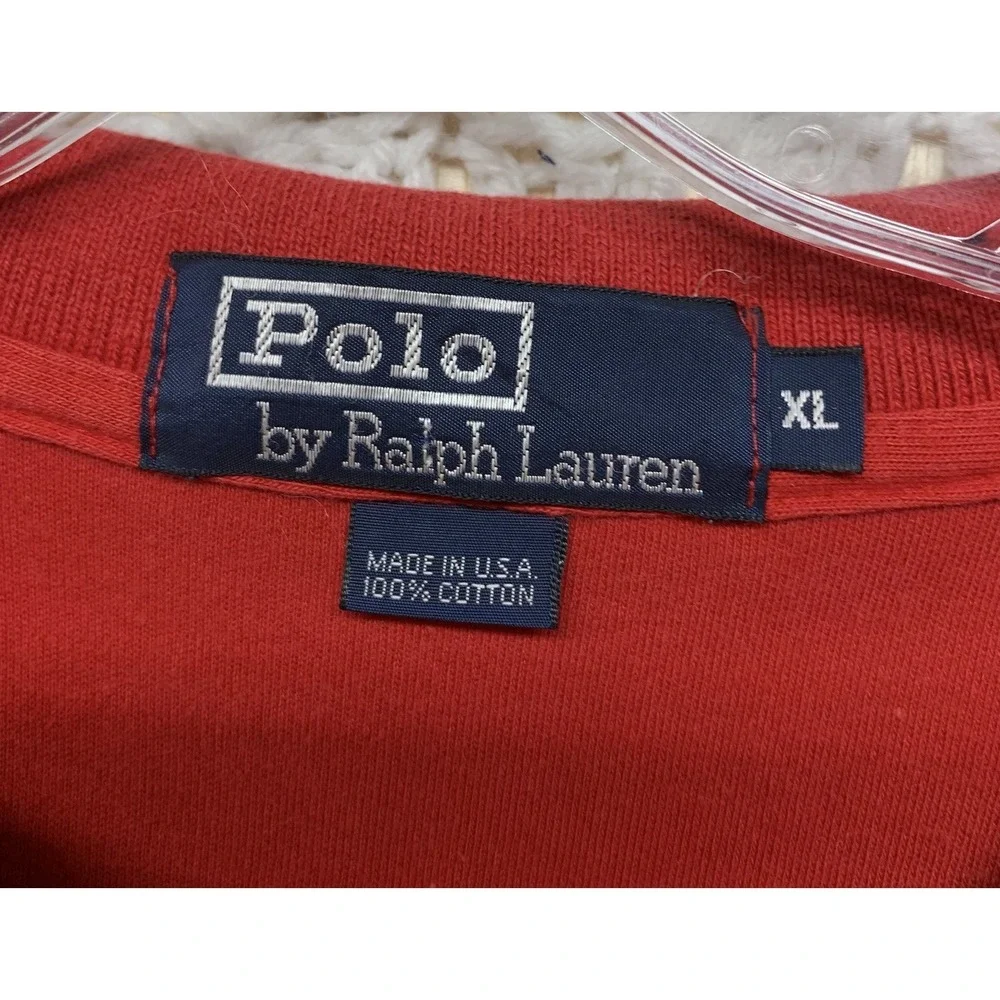 Polo Ralph Lauren Polo Shirt Mens XL Red Blue Pony‎ 100%Cotton Usa Made Vintage